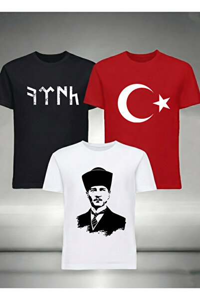MAGORS تيشيرت أتاتورك، مطبوع عليه العلم التركي والغويتاشورك، بأكمام قصيرة، عب...