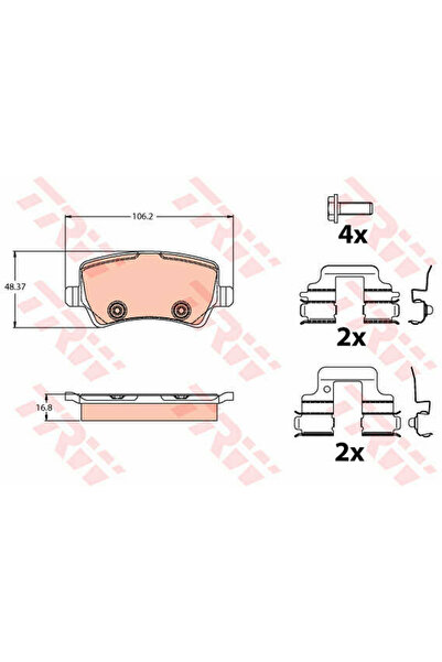 TRW Σετ τακάκια φρένων, δισκόφρενο GDB2125