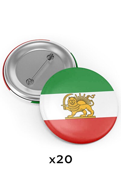 Saturn Eski İran Bayrağı Çanta Rozeti 20 Adet - Aslan Güneş Şah Dönemi İran İ...