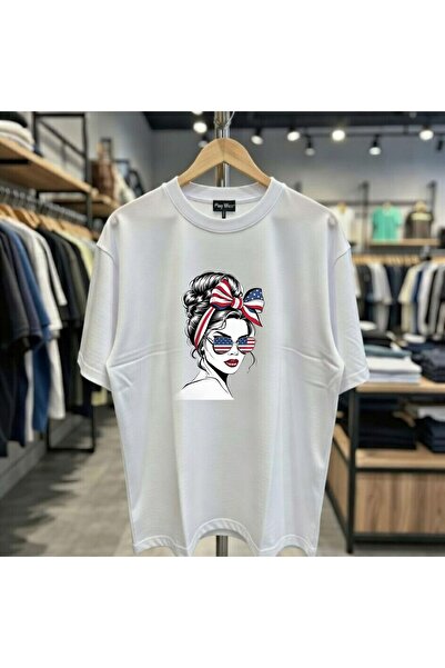 playwear Μπλουζάκι America Gözlük Girl με στάμπα, 100% βαμβακερό, oversized, ...