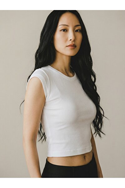 MİNOSORA PENYE MODAL KOLSUZ CROP T-SHIRT