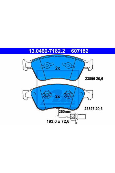 Ate Σετ τακάκια φρένων, δισκόφρενο 13.0460-7182.2