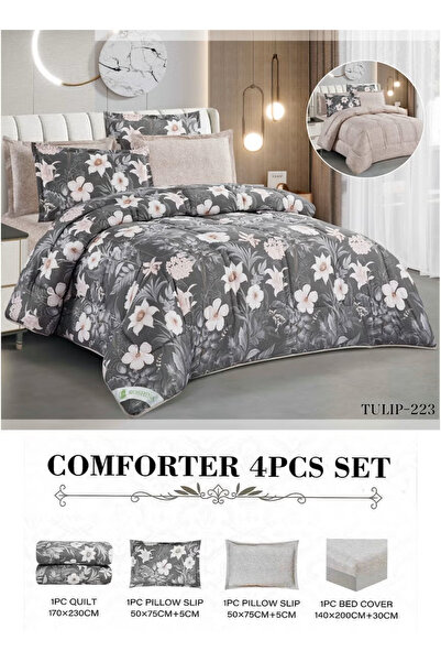 ROSHAN طقم مفرش سرير كوين (Queen) مكون من 4 قطع