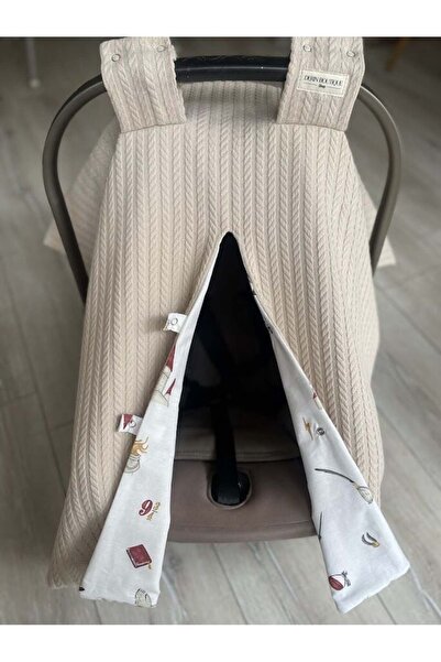 Derin Boutique Shop Bej Örgü Harry Potter Poplin Çift Yönlü Puset Örtüsü