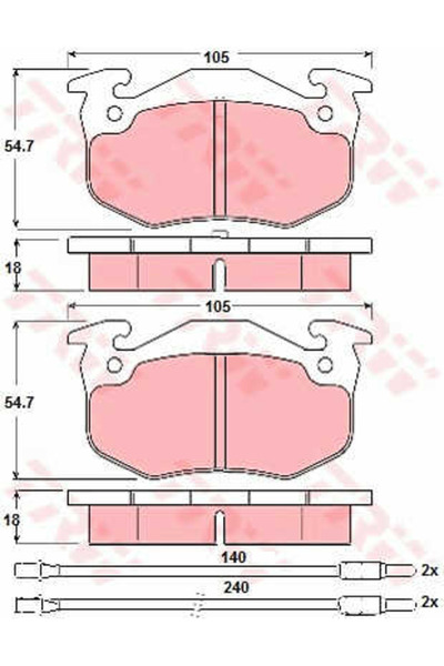 TRW Σετ τακάκια φρένων, δισκόφρενο GDB313
