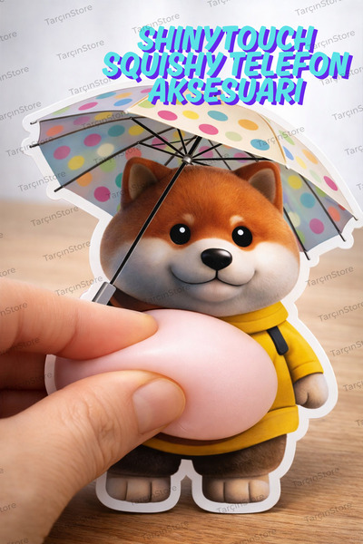 ShinyTouch Shiba Köpek Figürlü Squishy Telefon Aksesuarı – Sıkılabilir Sticke...