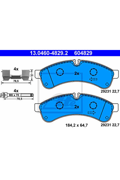 Ate Σετ τακάκια φρένων, δισκόφρενο 13.0460-4829.2