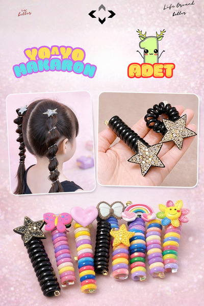 LİGROUND 1 ΤΕΜ. YO^YO Κοριτσίστικη φουρκέτα μαλλιών με σπιράλ μακαρόν, μικτό ...