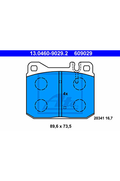 Ate Σετ τακάκια φρένων, δισκόφρενο 13.0460-9029.2