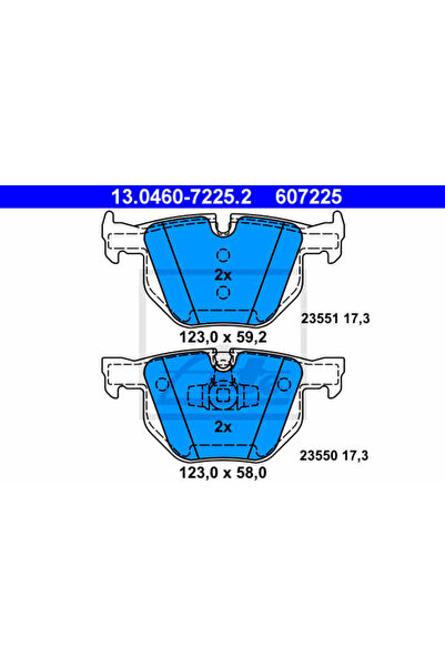Ate Σετ τακάκια φρένων, δισκόφρενο 13.0460-7225.2