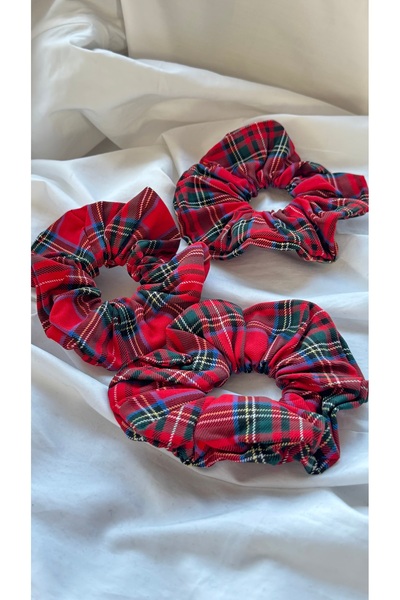 YOYYO 3-Pack Gingham Patterned Rubber Bands - Stylish and Vibrant Scrunchie H...