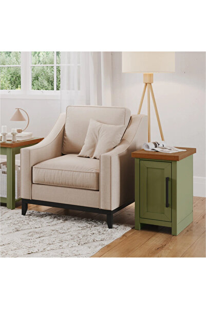 Poyraz Furniture Accessory Yan Sehpa, Montaj Gerektirmez, İki Tonlu, Kulplu, ...