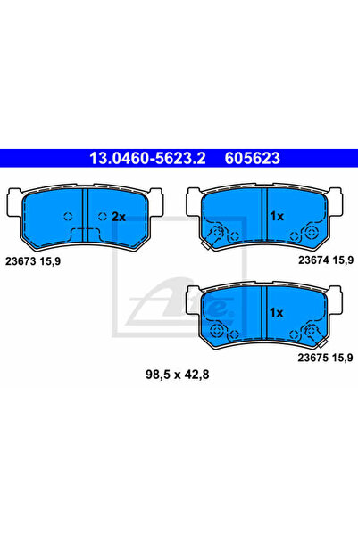 Ate Σετ Placute Frana, Frana Disc 13.0460-5623.2 Daewoo Rexton Ssangyong Acty...
