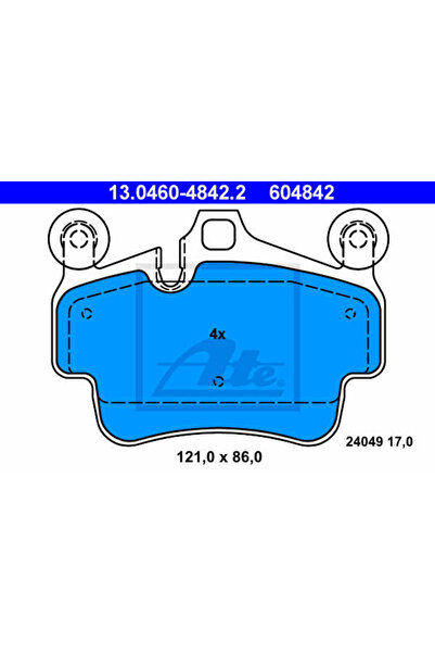 Ate Σετ τακάκια φρένων, δισκόφρενο 13.0460-4842.2