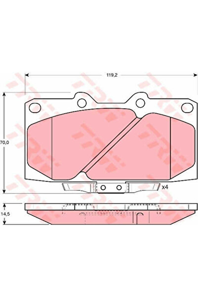 TRW Σετ τακάκια φρένων, δισκόφρενο GDB3131