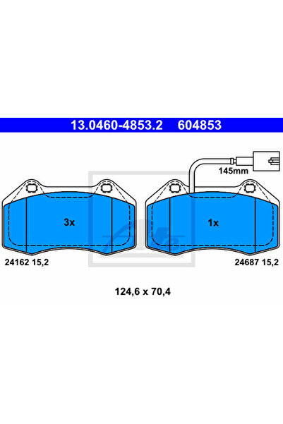 Ate Σετ τακάκια φρένων, δισκόφρενο 13.0460-4853.2