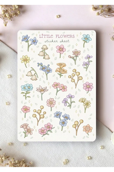 LABELOVE Little Flowers Sticker Seti A5 – Küçük Çiçek Temalı Pastel Dekoratif...