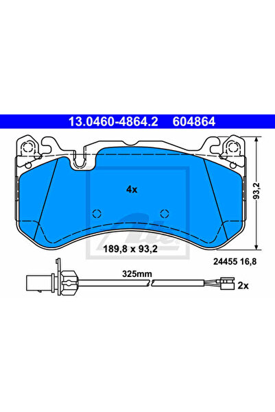 Ate Σετ τακάκια φρένων, δισκόφρενο 13.0460-4864.2