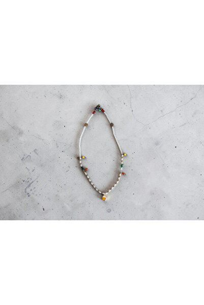 Mimoza Accessories Enamel Tipped Colorful Bead Necklace Handmade Minimal Wome...