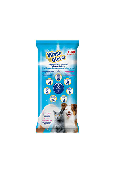 Bio PetActive Wash Gloves Dry Cleaning and Care 8 Pcs for Cats & Dogs Pack of 3