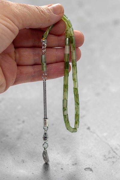 Atolyezone Yeşil Bilek boy sıkma kehribar Tesbih özel renkler küçük boy tespih