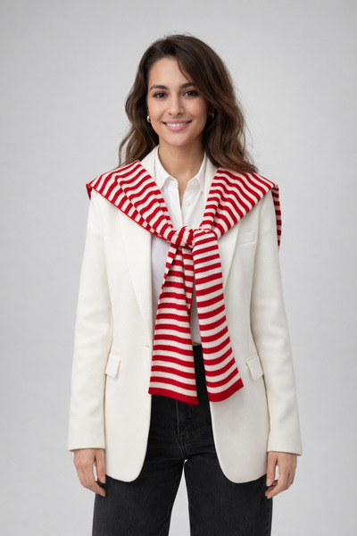 Sebir Moda Striped Patterned Reversible Knitwear Office Shawl