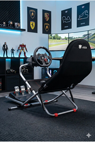 ASA Pro-Fold Sim Racing Cockpit, Adjustable & Foldable Racing Simulator Rig w...