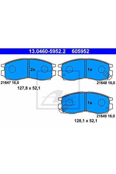 Ate Σετ τακάκια φρένων, δισκόφρενο 13.0460-5952.2