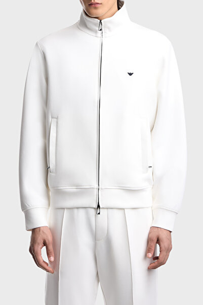 Emporio Armani Cotton Lu Regular Fit Logo Mock Neck Zipper Sweat Men's Sweat ...