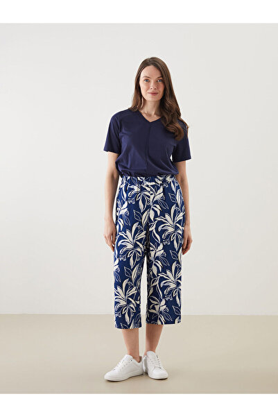 LC Waikiki Özmarka New Season Elastic Waist Patterned Women's Capri Pants