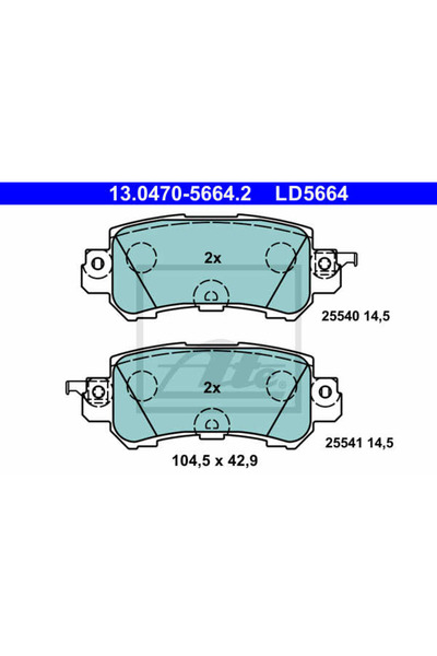Ate Σετ τακάκια φρένων, δισκόφρενο 13.0470-5664.2