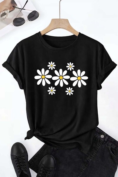 Trend Sizde Tricou unisex negru 7lipapatya cu imprimeu guler rotund