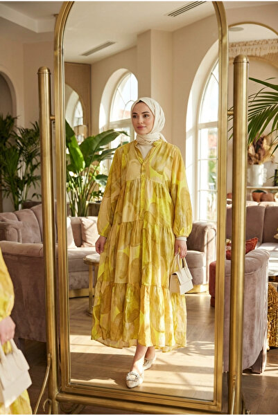 Kirazca Butik Women's Colorful Patterned Summer Hijab Long Dress