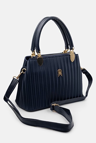 LikeMoon Women's Navy Blue Pleated Dress with Crisscross Straps Handmade and ...