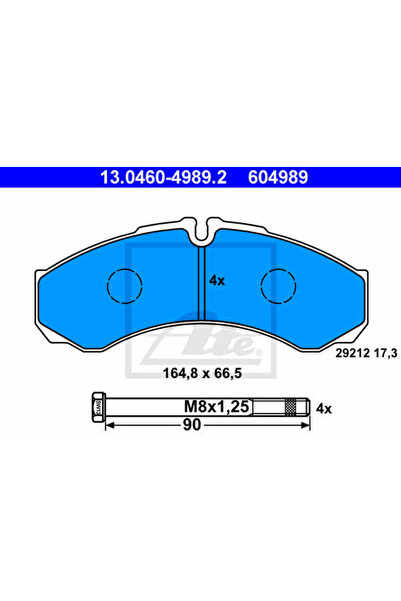 Ate Σετ τακάκια φρένων, δισκόφρενο 13.0460-4989.2