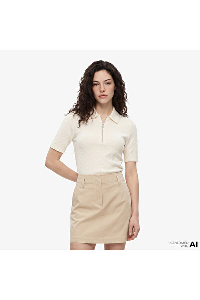 Calvin Klein Textured Kadın Beyaz Triko