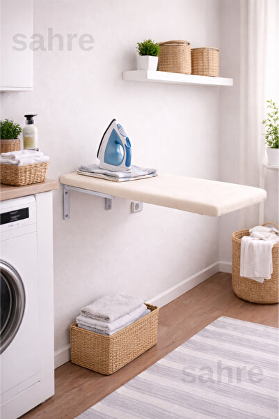 Sahre Duvara Monte Katlanır Ütü Masası Yeni Nesil Bej