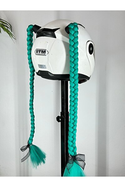 Butik Motor & Motosiklet Çift Zümrüt Yeşili Örgü Saç Kask Dış Aksesuarı