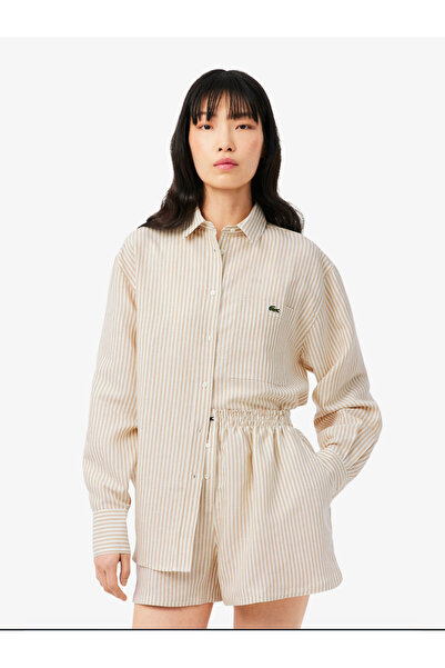 Lacoste Oversized D Linen Blend Shirt