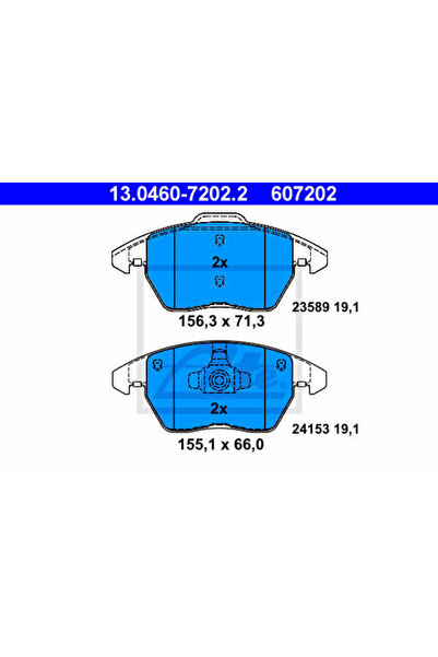 Ate Σετ τακάκια φρένων, δισκόφρενο 13.0460-7202.2