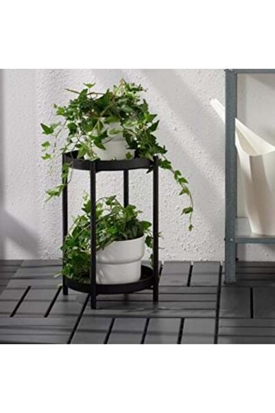OEM Suport metalic negru mat cu 2 nivele pentru ghivece flori 23x23x35cm