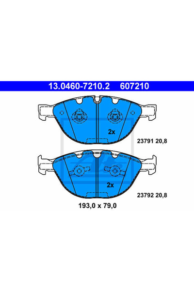 Ate Σετ τακάκια φρένων, δισκόφρενο 13.0460-7210.2