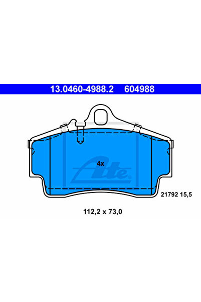 Ate Σετ τακάκια φρένων, δισκόφρενο 13.0460-4988.2