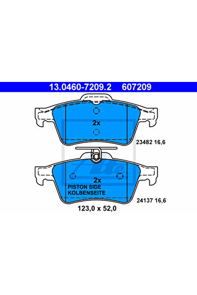 Ate Σετ τακάκια φρένων, δισκόφρενο 13.0460-7209.2