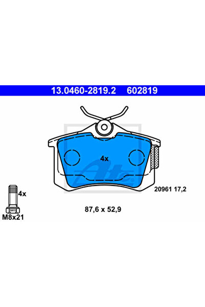 Ate Set plăcuțe de frână, frână pe disc 13.0460-2819.2