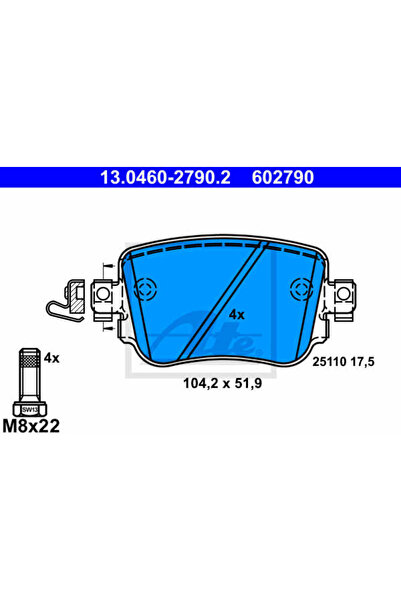 Ate Set plăcuțe de frână, frână cu disc 13.0460-2790.2