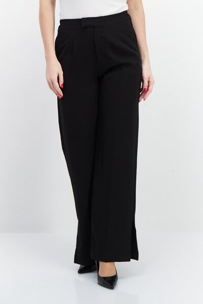 Don't Call Me Jennyfer Women Regular Fit Solid Straight Leg Pants, Black