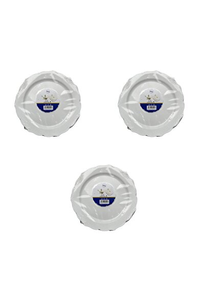 Saatistan Beyaz 26 cm Kullan At Mika Plastik Tabak, 6'lı Paket, 3 Adet