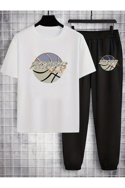 Flow touch Ball Printed Oversized top and bottom tracksuit set