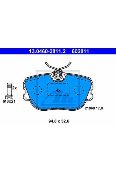 Ate Σετ τακάκια φρένων, δισκόφρενα 13.0460-2811.2 Saab 900 I/900 I Cabriolet/...